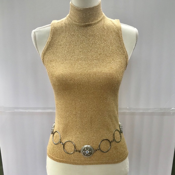 Gold Chain Necklace Over Turtleneck Mock Turtleneck Turtleneck And